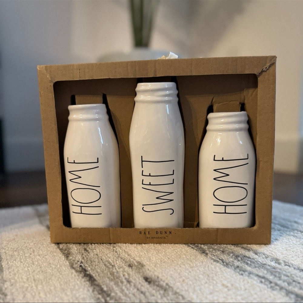 Rae Dunn White Ceramic Bottle Trio - Home Sweet Home